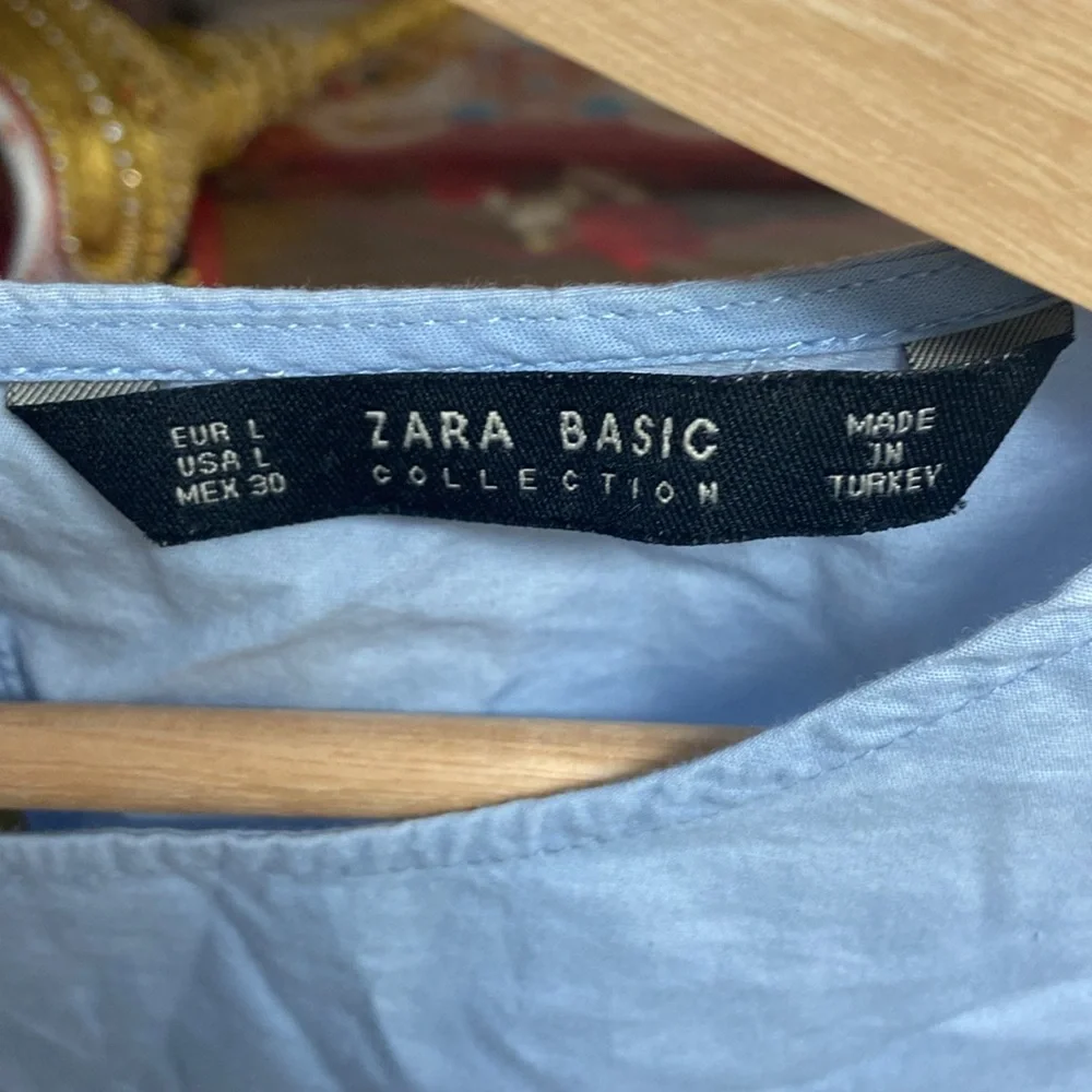 Zara Blue Oversized 3/4 Sleeve Blouse - Picture 3 of 4